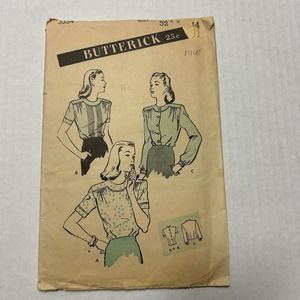 Butterick Vintage 1940's Pattern #3354 Misses and Women's Blouse Size 14